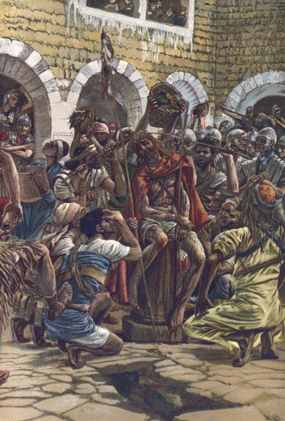 La corona de espinas - de “La vida de nuestro señor Jesucristo” - 1899 por James Tissot - La vie de notre seigneur Jesus Christ, por Jacques Joseph (Jacques-Joseph) Tissot llamado James Tissot (1836-1902) de James Jacques Joseph Tissot