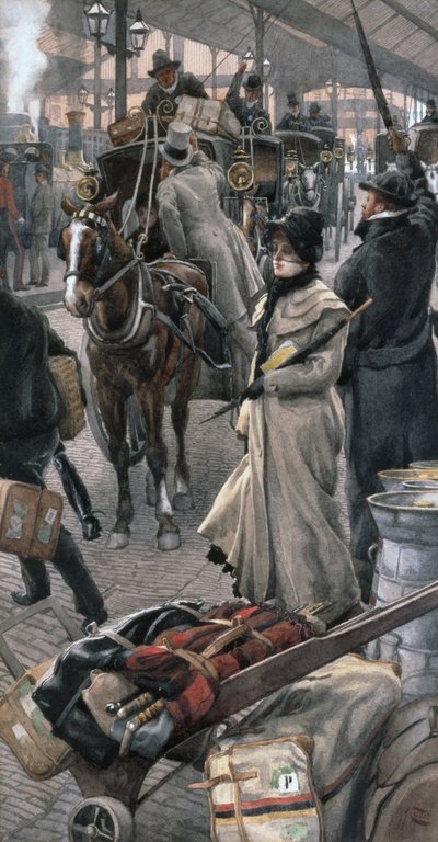 The Departure Platform, Victoria Station (lápiz y acuarela) de James Jacques Joseph Tissot
