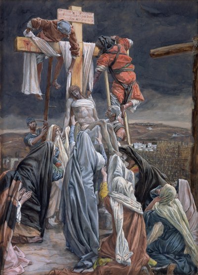 El descenso de la cruz, ilustración de La vida de Cristo de James Jacques Joseph Tissot