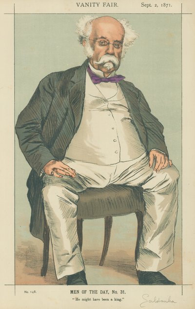 El Duque de Saldanha, podría haber sido un rey, 2 de septiembre de 1871, caricatura de Vanity Fair de James Jacques Joseph Tissot