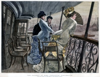 La galería del H.M.S. Calcutta, Portsmouth, c. 1850-1900 de James Jacques Joseph Tissot