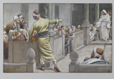 El ciego curado cuenta su historia a los judíos, ilustración de La vida de nuestro Señor Jesucristo, 1886-96 de James Jacques Joseph Tissot
