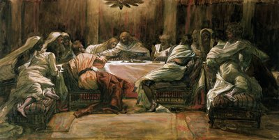La Última Cena. Judas Metiendo la Mano en el Plato, ilustración de La Vida de Cristo, c.1884-96 de James Jacques Joseph Tissot