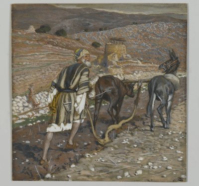 El hombre en el arado, ilustración de La vida de nuestro Señor Jesucristo de James Jacques Joseph Tissot
