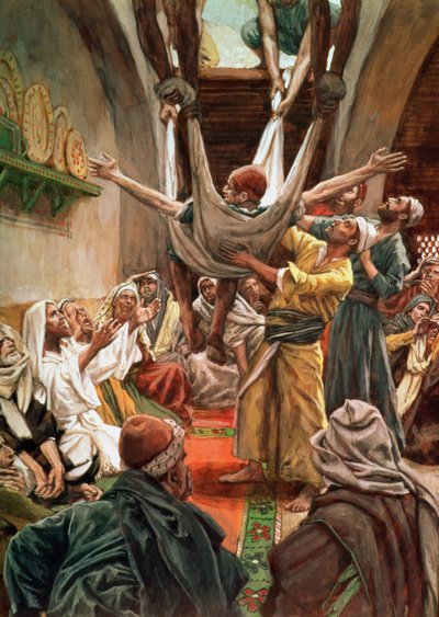 El Hombre Paralítico Bajado por el Techo, ilustración para La Vida de Cristo, c.1886-94 de James Jacques Joseph Tissot