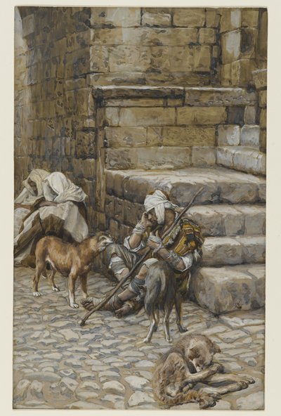 El pobre Lázaro en la puerta del rico, ilustración de La vida de nuestro Señor Jesucristo de James Jacques Joseph Tissot