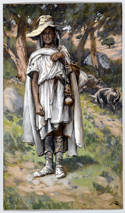 El hijo pródigo pidiendo limosna, ilustración para La vida de Cristo, c.1884-96 de James Jacques Joseph Tissot