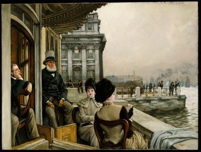 La terraza de la taberna Trafalgar, Greenwich de James Jacques Joseph Tissot