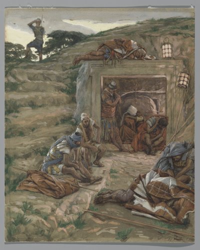 La guardia sobre la tumba, ilustración de La vida de nuestro Señor Jesucristo, 1886-94 de James Jacques Joseph Tissot