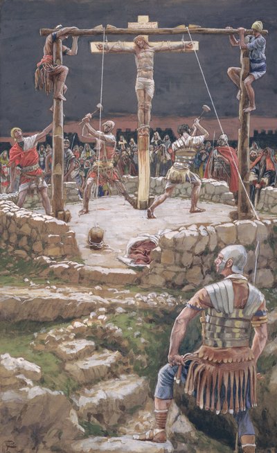 El encajado de la cruz, ilustración de La Vida de Cristo, c.1886-94 de James Jacques Joseph Tissot