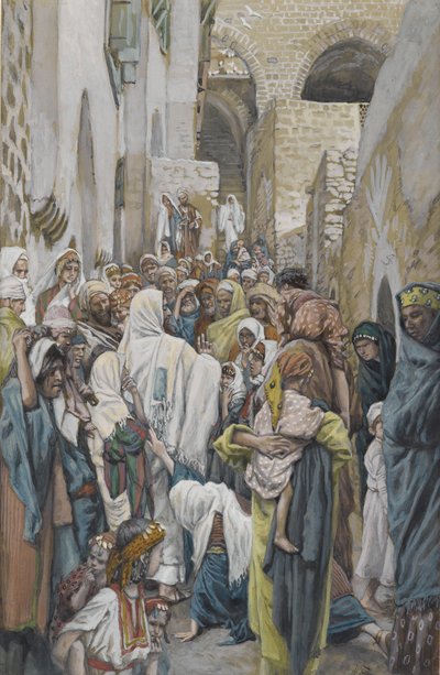La mujer con flujo de sangre, ilustración de La vida de nuestro Señor Jesucristo de James Jacques Joseph Tissot
