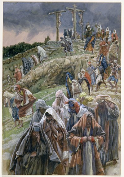 El pueblo, viendo lo que había sucedido, golpeó sus pechos, ilustración para La Vida de Cristo, c.1886-96 de James Jacques Joseph Tissot