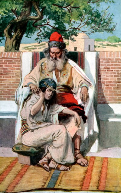 David y Abisag por J James Tissot - Biblia de James Jacques Joseph after Tissot