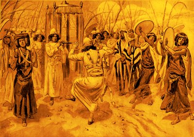 David bailando ante el arca por Tissot - Biblia de James Jacques Joseph after Tissot