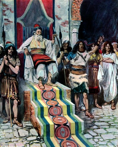 David ve llegar al mensajero por Tissot - Biblia de James Jacques Joseph after Tissot