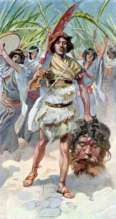 David lleva la cabeza de Goliat a Jerusalén - Biblia de James Jacques Joseph after Tissot