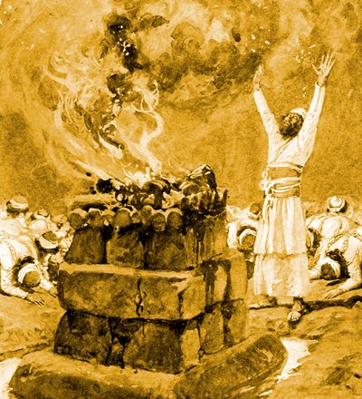 Fuego del cielo consume el sacrificio - Biblia de James Jacques Joseph after Tissot