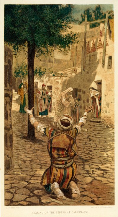 Curación de los leprosos en Capernaum, San Marcos - Biblia de James Jacques Joseph after Tissot