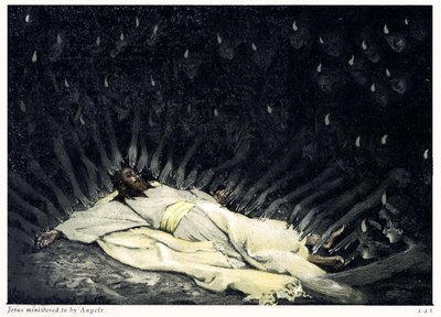 Jesús ministrado por ángeles - Biblia de James Jacques Joseph after Tissot