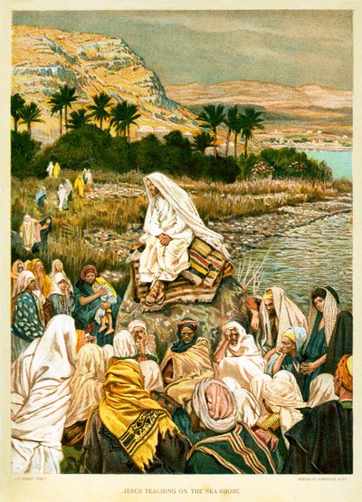 Jesús enseñando en la orilla del mar - San Marcos - Biblia de James Jacques Joseph after Tissot
