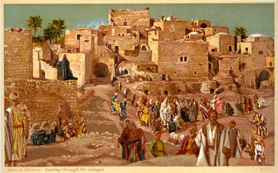 Jesús en Betania: pasando por las aldeas - Biblia de James Jacques Joseph after Tissot