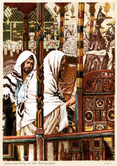 Jesús enseñando en la sinagoga - San Mateo - Biblia de James Jacques Joseph after Tissot