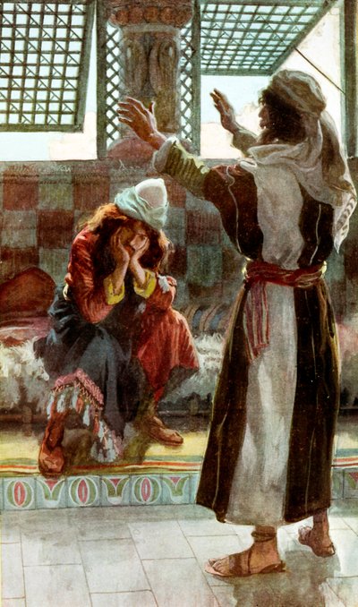 Natán reprocha a David por J James Tissot - Biblia de James Jacques Joseph after Tissot