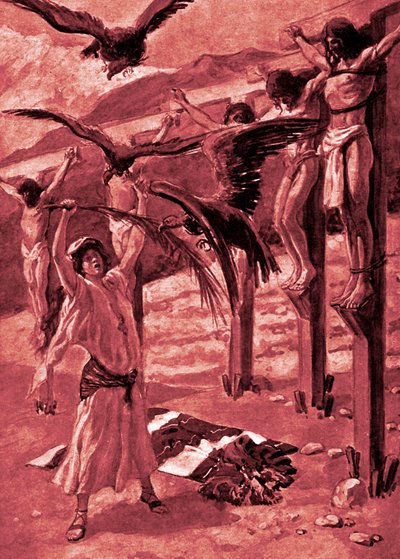 La bondad de Rizpa hacia los muertos - Biblia de James Jacques Joseph after Tissot