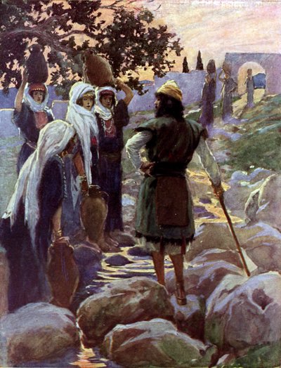 Saúl pregunta a las jóvenes por Tissot - Biblia de James Jacques Joseph after Tissot