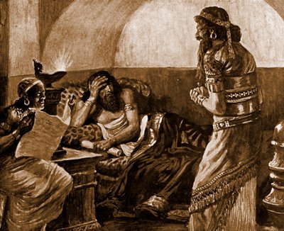 Las crónicas son leídas a Asuero de James Jacques Joseph after Tissot