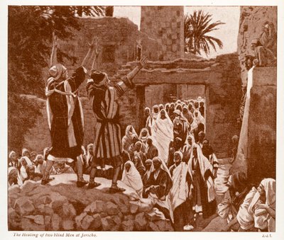 La curación de dos ciegos en Jericó - Biblia de James Jacques Joseph after Tissot