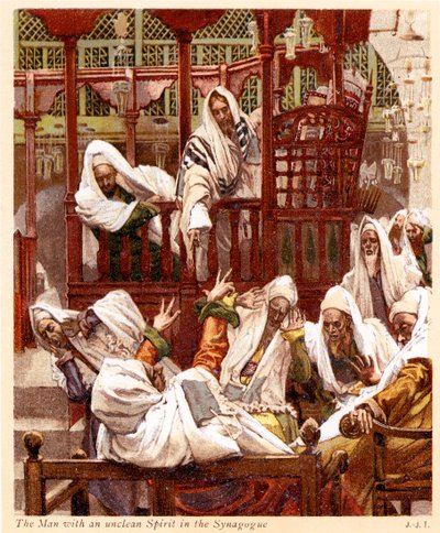 El hombre con un espíritu impuro - Biblia de James Jacques Joseph after Tissot