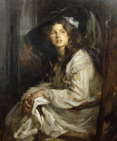 Chica sentada en una silla de James Jebusa Shannon
