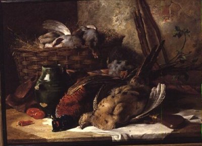 Naturaleza muerta con aves de caza de James Jnr Hardy