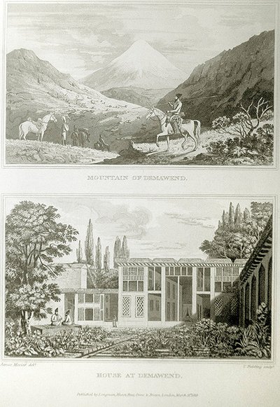 Montaña y Casa en Demavend, 1818 de James Justinian Morier
