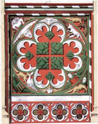 Detalles de una pantalla pintada en la iglesia de Dickleburgh, Norfolk, de 