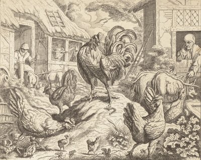 El gallo y la piedra preciosa, de las fábulas de Esopo, ca. 1760 de James Kirk