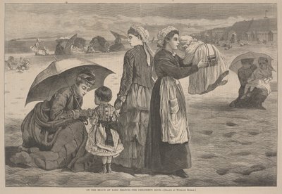 En la playa de Long Branch - La hora de los niños, 1874 de James L. Langridge