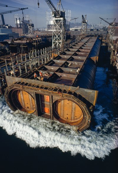 Una sección del tubo del túnel del sistema de transporte masivo BART, Bay Area Rapid Transit, flota... de James L Stanfield