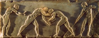 Antiguos atletas griegos representados en un bajorrelieve del siglo VI a.C. Arqueología nac... de James L Stanfield