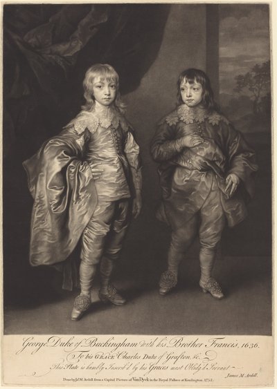 George Duque de Buckingham con su hermano Francis de James MacArdell after Sir Anthony van Dyck