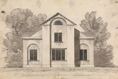 Dibujo preparatorio para el Diseño 1, Lámina 1 de Una colección de diseños de retiros rurales de James Malton