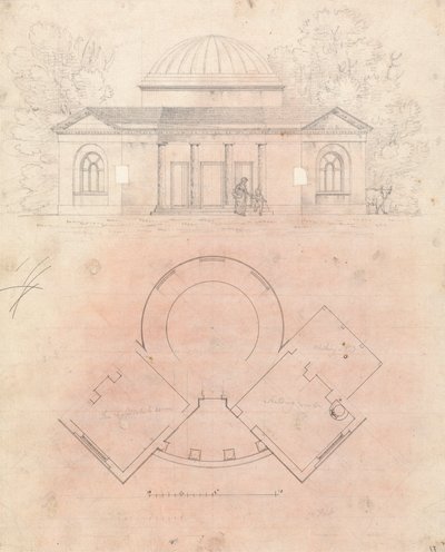 Dibujo preparatorio para el diseño 24, lámina 27 de A Collection of Designs for Rural Retreats de James Malton