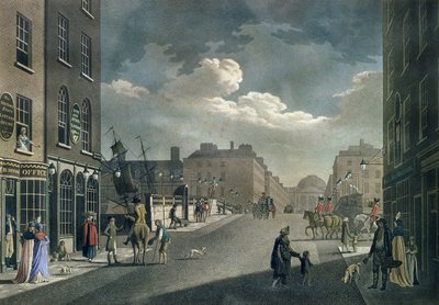 Vista desde Capel Street, mirando sobre el puente de Essex, Dublín, 1797 de James Malton