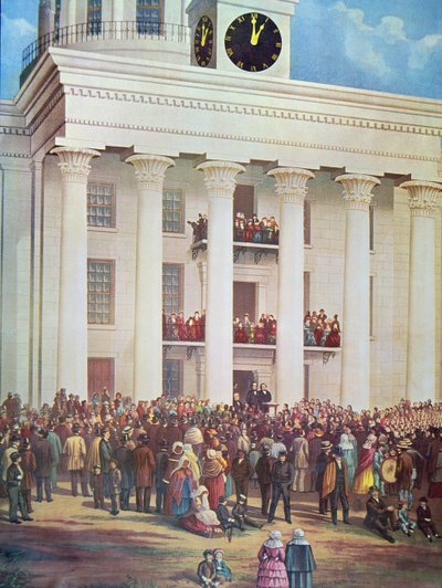 Inauguración de Jefferson Davis en la Casa del Senado, Montgomery, Alabama de James Massolon