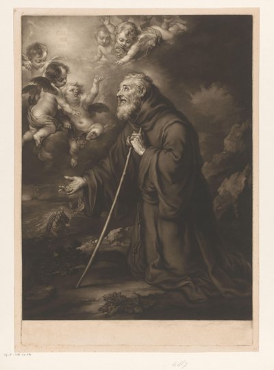 San Francisco de Paula arrodillado en oración de James McArdell