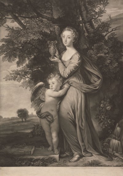 La Srta. Frances Greville y su hermano como "Hebe" y "Cupido". de James McArdell