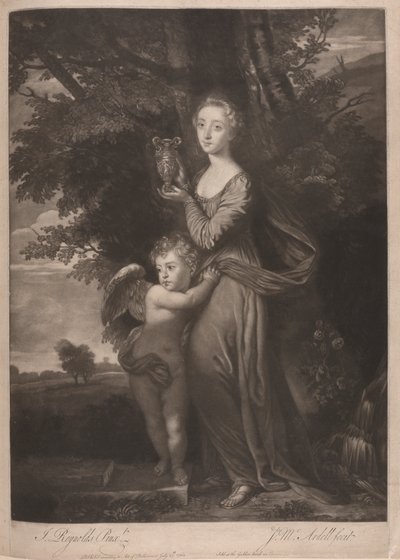 Miss Gravile (Frances Anne Greville y su hermano como "Hebe y Cupido" de James McArdell