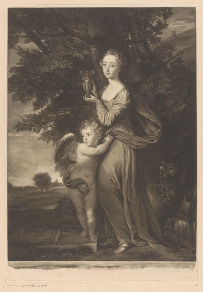 Retrato de Frances Anne Greville y Henry Francis Greville como Hebe y Cupido de James McArdell