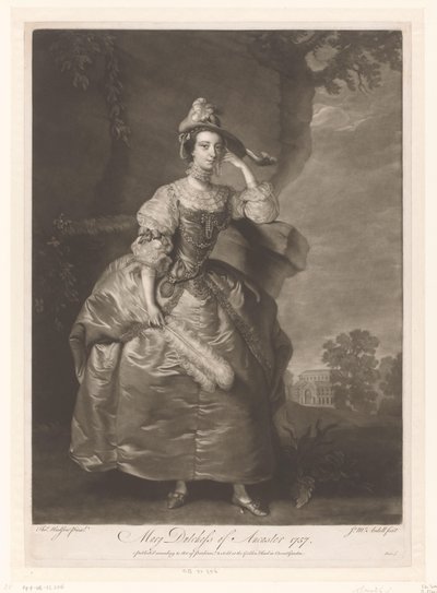 Portret de Mary Bertie Mary Dutchess de Ancaster (título sobre el objeto) de James McArdell